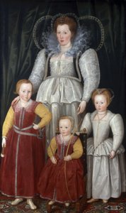 Portret van Anne, Lady Pope (1561-1625) met haar kinderen