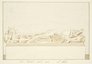 Beeld van abt Newland in de kathedraal van Bristol