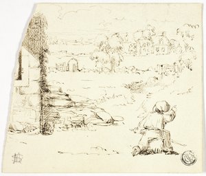 Landschap met Jongen op de Voorgrond door Marcus Stone