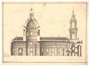 Lengtedoorsnede door dezelfde kerk door Marcus Tuscher