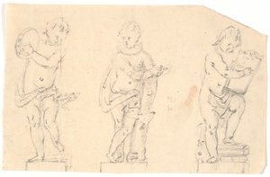Studieblad met drie putti