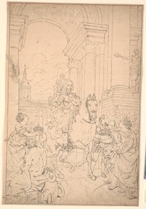 Ontwerp voor het schilderij: Denemarken en Noorwegen eren Chr. VI