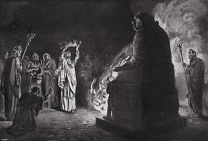 Een Fenicisch offer aan Moloch (litho)