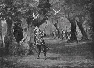 Een voorval in de Japanse "Rozenoorlog" (litho) door Margaret (after) Dovaston