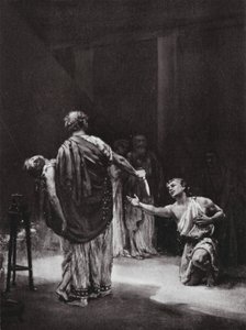 Aristodemus van Messenië offert zijn dochter (litho) door Margaret (after) Dovaston