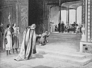 Geoffrey de Langley met Bar Sauma voor Arghun Khan door Margaret (after) Dovaston