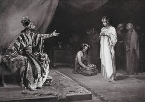 Huwelijk van een Assyrische prinses met Kara-indash, koning van Babylon (litho) door Margaret (after) Dovaston