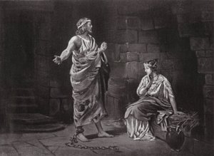 Pelopidas in gevangenschap (litho) door Margaret (after) Dovaston