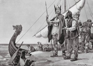 Rurik vertrekt naar het Land van de Slaven, AD 862 (litho)