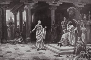 Solon aan het hof van Croesus (litho) door Margaret (after) Dovaston