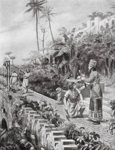 De hangende tuinen van Babylon (litho)