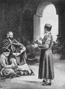 Vologeses III houdt toezicht op de Verzameling van de Pehlevi Avesta, AD 160 (litho) door Margaret (after) Dovaston