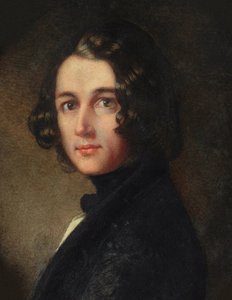 Portret van Charles Dickens (detail), 1843 door Margaret Gillies