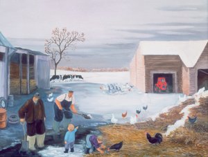 Sneeuw op de boerderij