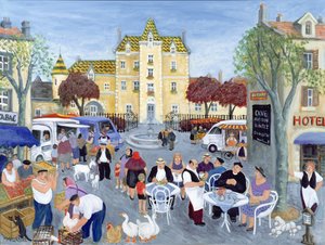 Stadsplein in Bourgondië door Margaret Loxton