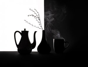 Zwart-wit koffie-stilleven