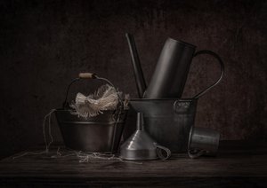 Rustiek stilleven van metaal