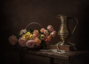 Stilleven met vintage rozen door Margareth Perfoncio