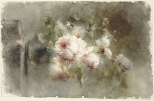 Een vaas met rozen door Margaretha Roosenboom