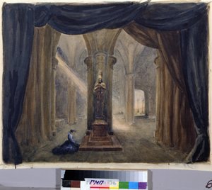 Decorvoorbereiding voor de opera "De gast van Pierre", door Alexandre Dargomyjski (1813-1869) door Margarita Genrichovna Genke Shifrina