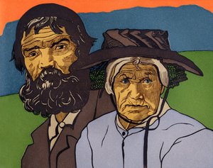 Oud Boerenpaar uit Wallis (Zwitserland) door Marguerite Burnat Provins