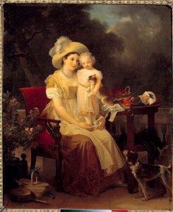Vrouw zittend met een meisje op haar knieën