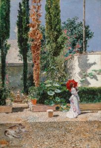 De tuin van de Fortuny-residentie