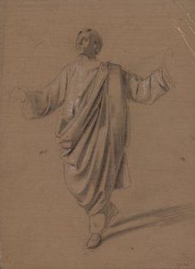 Academische studie van een mannelijk figuur door Marià Fortuny Marsal