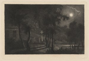 Een kapel aan het meer bij maanlicht door Maria Anna Fischer