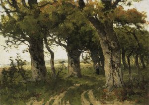 Eikenlaan in de nazomer. 1880-1900 door Maria Bilders van Bosse