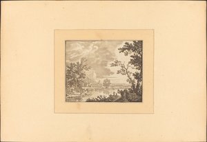 Landschap met rivier en stad