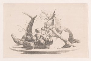 Vruchten op een bord door Maria Geertruida de Goeje Barbiers (attributed to)