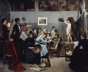Het Atelier van Academie Julian door Maria Konstantinova Bashkirtseva