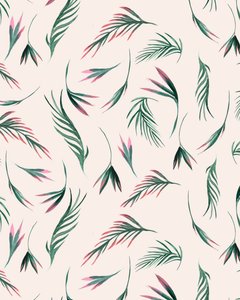 Tropische bladeren in roze, 2020 (aquarel) door Marianna Kulukundis