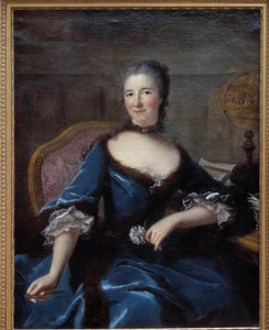 Portret van Gabrielle Emilie de Breteuil, Markiezin du Chatelet (1706-1749) Markiezin Le Tonnelier de Breteuil Schilderij door Marianne Loir (1712-1781). Bordeaux. Museum voor Schone Kunsten door Marianne Loir