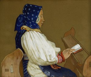 Een Slowaakse vrouw in gebed, Vazcecz, Hongarije, 1907