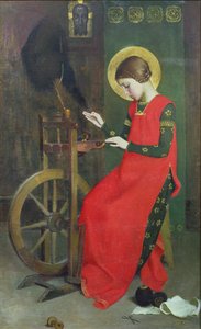 St. Elizabeth van Hongarije spint wol voor de armen, ca. 1895