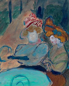 Twee vrouwen op een terras van een café door Marianne von Werefkin