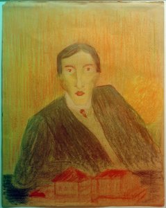 Portret met architectuurmodel door Marianne von Werefkin