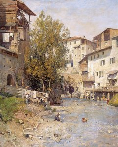 Landschap met een dorp aan de rand van Rome