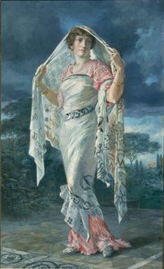 Portret van Henriette Fortuny in Pompeiaans kostuum