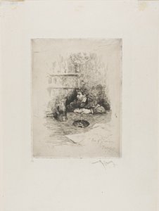 Portret van Eduardo Zamaçois, Spaans schilder door Mariano Fortuny y Marsal
