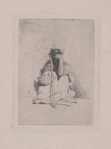 Zonder Titel - Hurkende Figuur met Stok door Mariano José María Bernardo Fortuny y Carbó