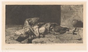 Arabische man waakt over het dode lichaam van zijn vriend door Mariano José María Bernardo Fortuny y Carbó