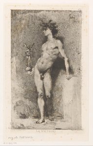 Naakte man met Nikè door Mariano José María Bernardo Fortuny y Carbó