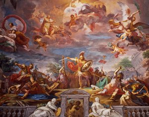 Marcus Furius Camillus verbreekt verdrag met de Galliërs, Entreehal, Galleria Borghese
