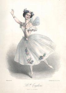 Italiaanse balletdanseres Marie Taglioni in het ballet Le Sylphide van haar vader Filippo Taglioni in de Opera van Parijs door Marie Alexandre (after) Alophe