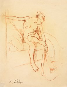 Naakte Vrouw Zittend op een Bed, eerste derde 20e eeuw door Marie Clementine (Suzanne) Valadon