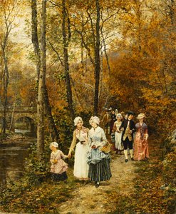 De Middagwandeling, 1879 door Marie Francois Firmin Girard