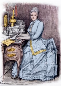 Juliette Lamber (Mme Edmond Adam) (1836-1936), Franse schrijfster - gravure door Louise Catherine Breslau (1856-1927) privécollectie door Marie Louise Catherine Breslau